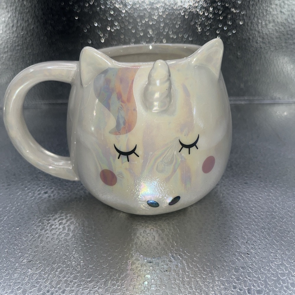 Whimsical Cupboard Unicorn Face Iridescent Cup Mug